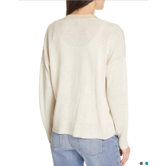 Eileen Fisher Organic Linen Blend V-Neck Cardigan - Picture 3 of 6